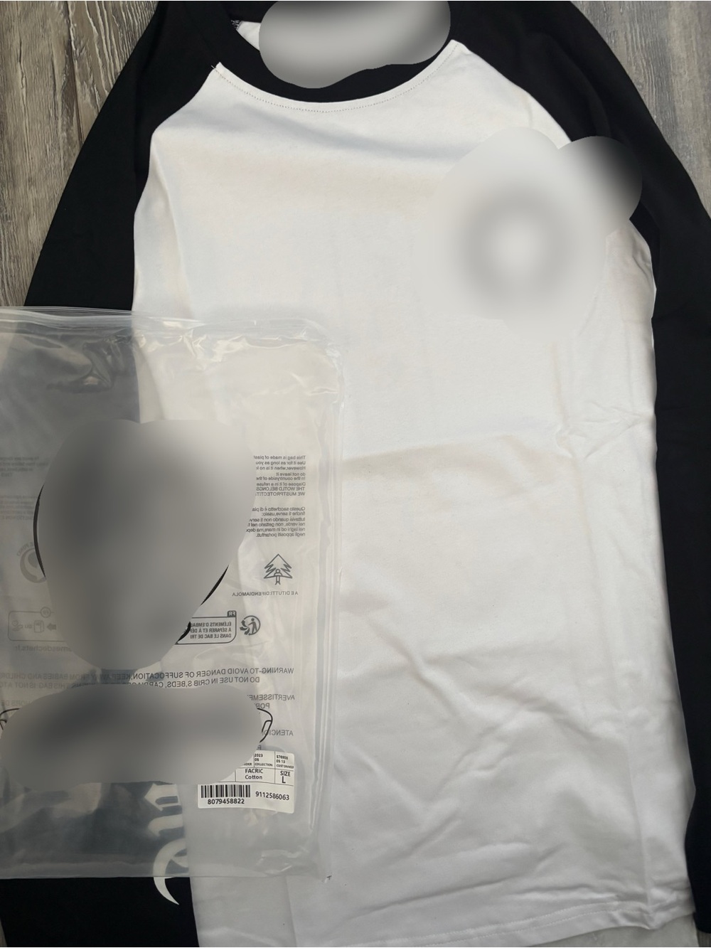 Chrome Hearts White Body Black Raglan Long-Sleeve Tee